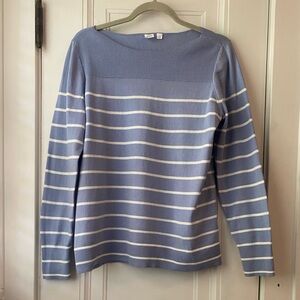 Gap for Good boatneck striped blue and white light cotton sweater L